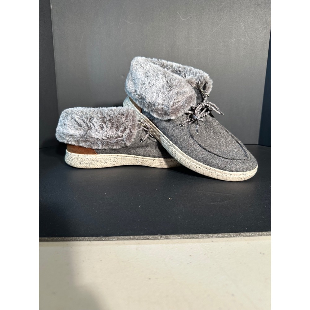 BOBS from Skechers Chill Lugs Grey Faux Fur Memory Foam Ankle Boots Womens